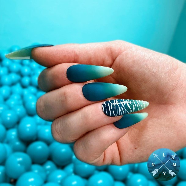 Woman With Turquoise Ombre Nail