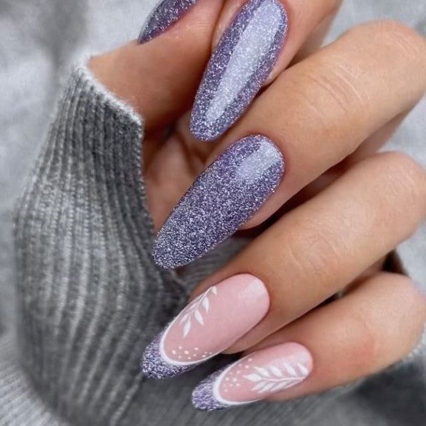 Woman With White And Purple Nail