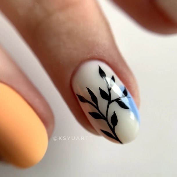 Woman With White With Flowers Nail