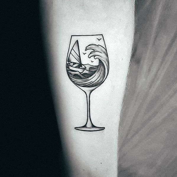 Woman With Wine Tattoo Design