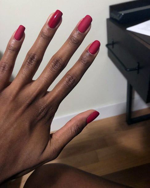 Women Nail Ideas Matte Red