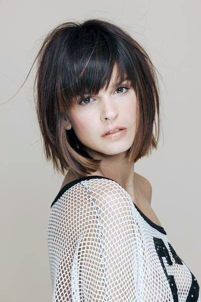 Women Short Dark Nice Messy Hairstyle Inspiration Sleek Bangs