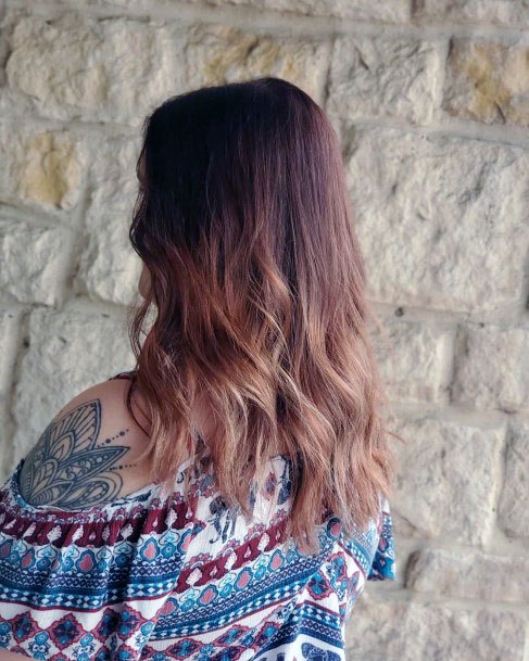 Women With Autumn Brown Long Hair And Slight Curl At Ends