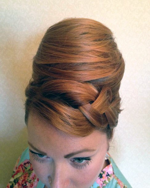 Women With Red Hair With Clean And Sophisticated Beehive Hairstyle