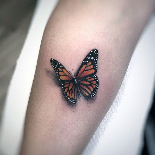 Womens 3D Monarch Butterfly Tattoo