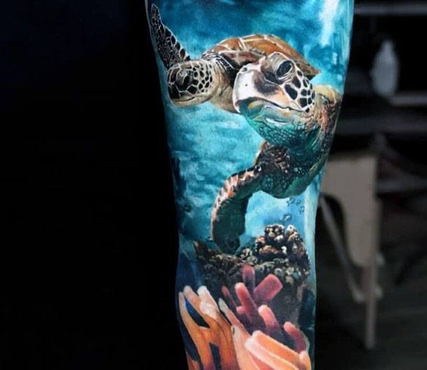 Womens 3D Underwater Tattoo Full Sleeves