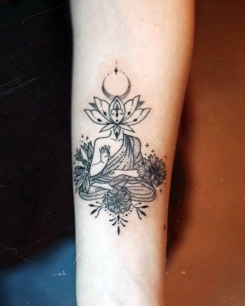 Womens Buddha With Lotus Tattoo Womens Wrists