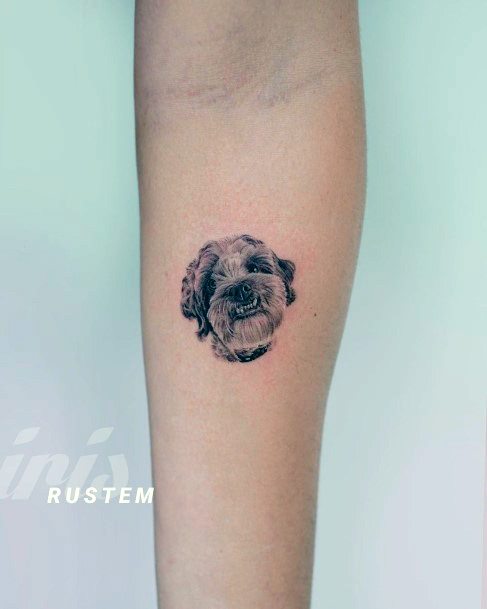 Womens Adorable Dog Tattoo On Hands