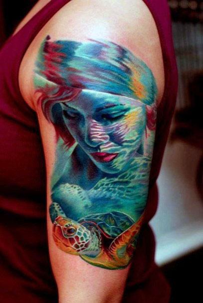 Womens Amazing 3D Tattoo Arms