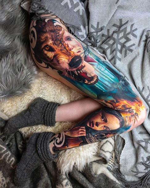 Womens Amazing Leg Tattoo