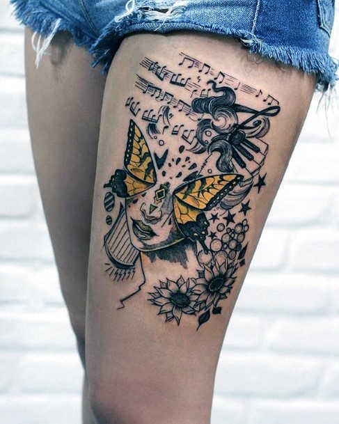 Womens Amazing Thigh Tattoos