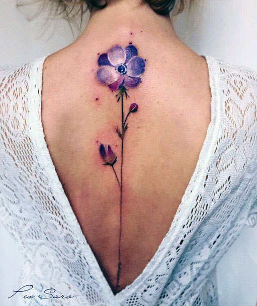 Womens Amethyst Plant Tattoo Spine