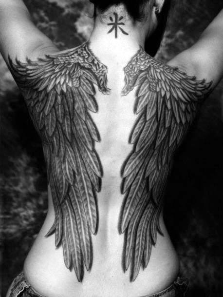 Womens Angel Wings Tattoo Back