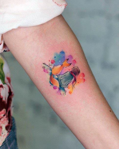 Womens Animal Love Watercolor Tattoo Forearm