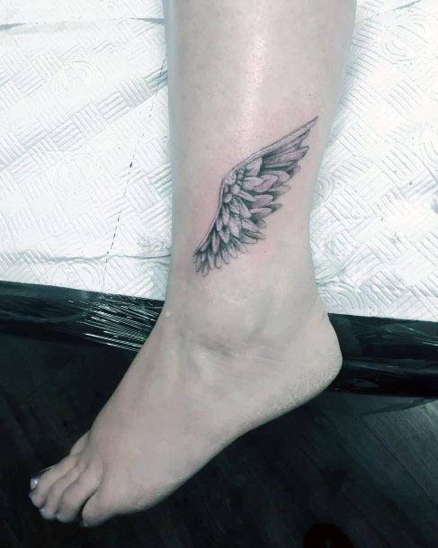Womens Ankle Angel Wings Tattoo