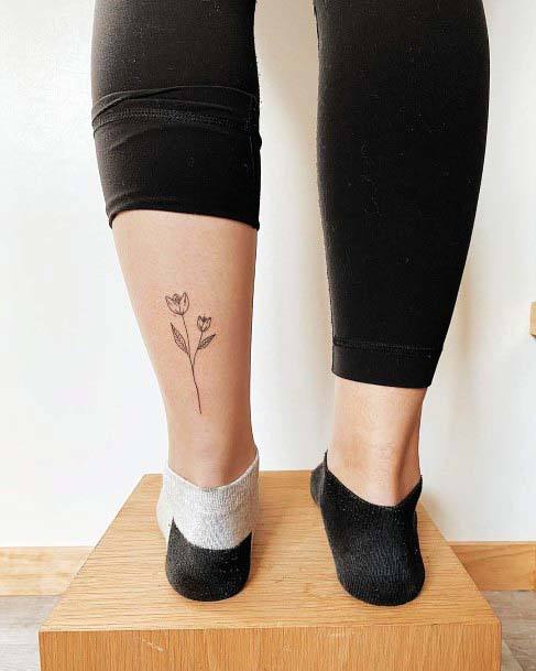 Womens Ankle Blossom Tattoo