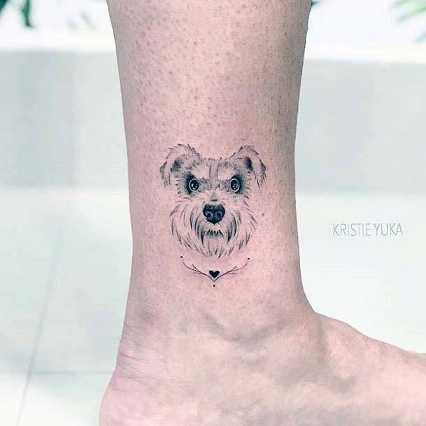 Womens Ankle Dog Tattoo