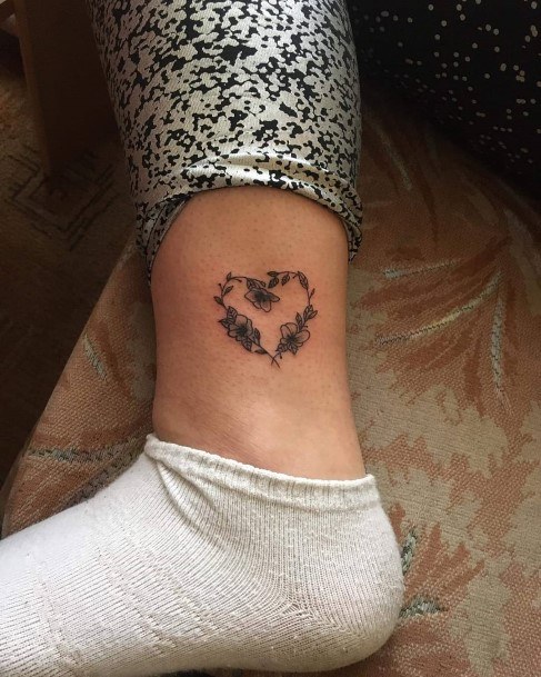 Womens Ankle Heart Tattoo