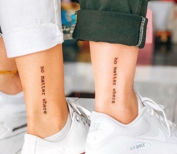 Womens Ankle Quote Matching Tattoo