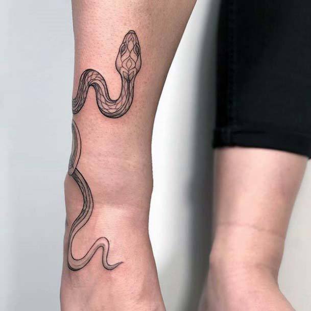 Womens Ankle Serpent Tattoo