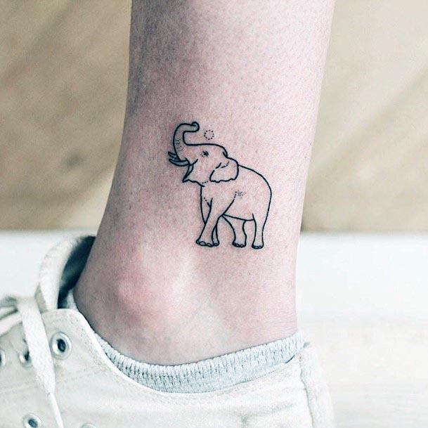 Womens Ankle Simple Elephant Tattoo