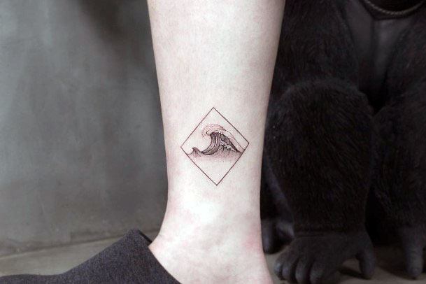 Womens Ankle Waves Inside Frame Tattoo