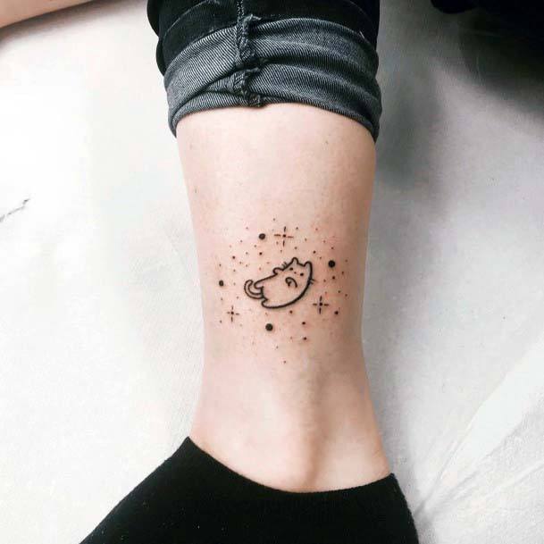 Womens Ankles Cute Small Sparkling Stars Tattoo