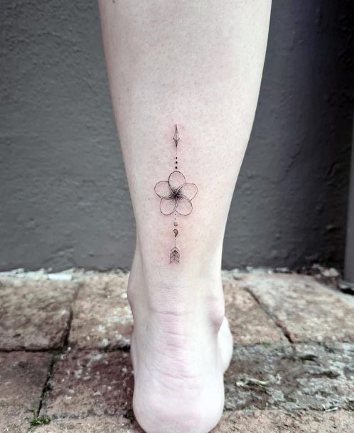 Womens Ankles Flower And Arrow Tattoo