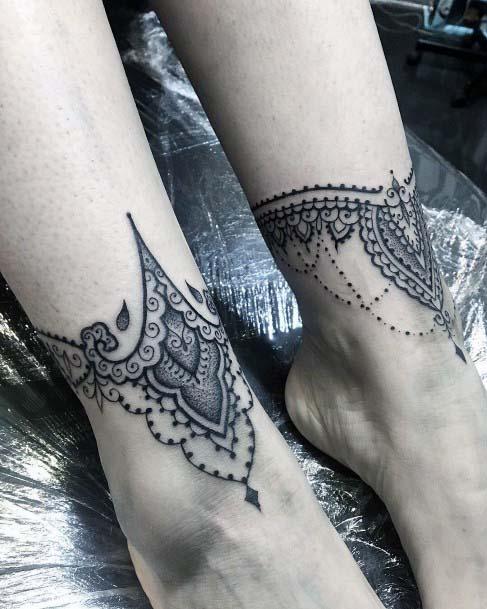 Womens Ankles Intricate Tattoo