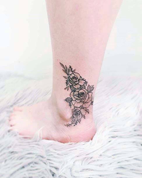 Womens Ankles Pretty Flower Tattoo