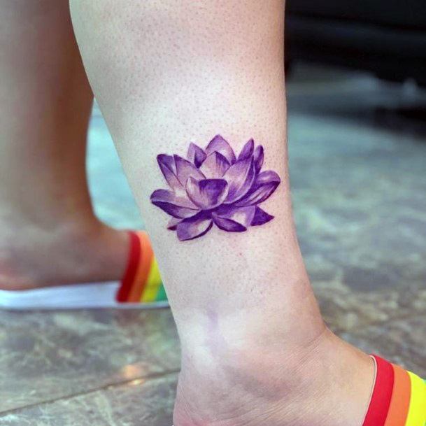 Womens Ankles Purple Tattoo Art