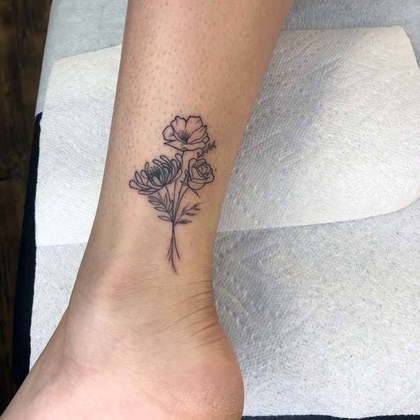 Womens Ankles Rose Tattoo