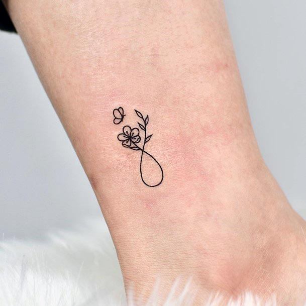 Womens Ankles Simple Curved Art Tattoo