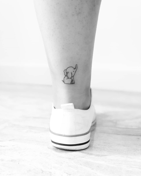 Womens Ankles Small And So Cute Elephant Tattoo