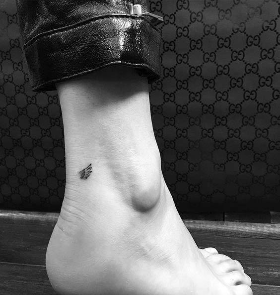 Womens Ankles Small Angel Wings Tattoo