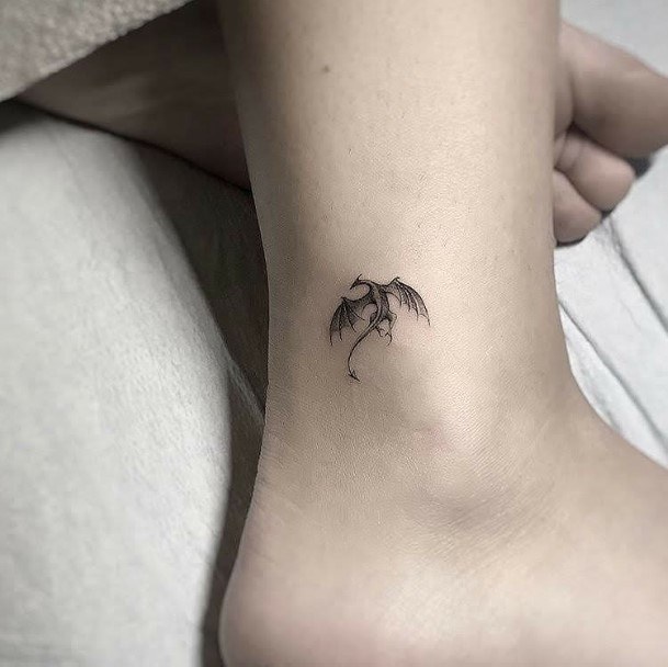 Womens Ankles Small Bat Tattoo