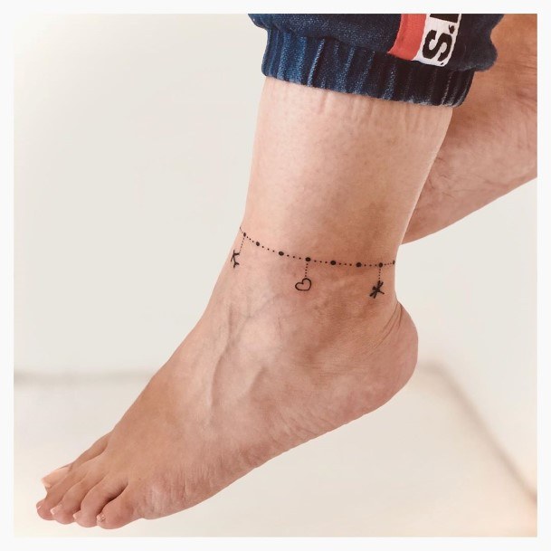 Womens Ankles Small Chained Bracelet Tattoo