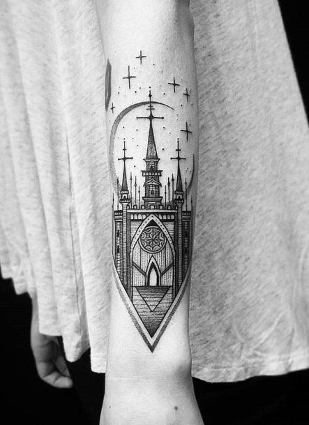 Womens Architectural Building Tattoo Forearms