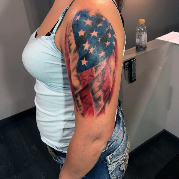 Womens Arms American Flag Tattoo