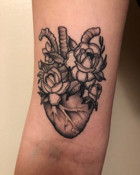 Womens Arms Anatomical Heart Tattoo