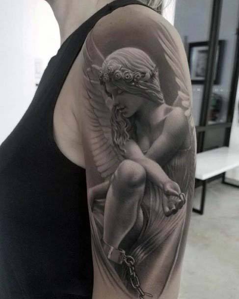 Womens Arms Architecture Angel Tattoo