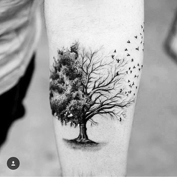 Womens Arms Artistic Tree Tattoo Different