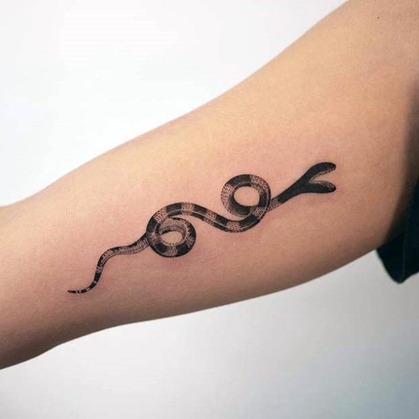 Womens Arms Black Snake Tattoo