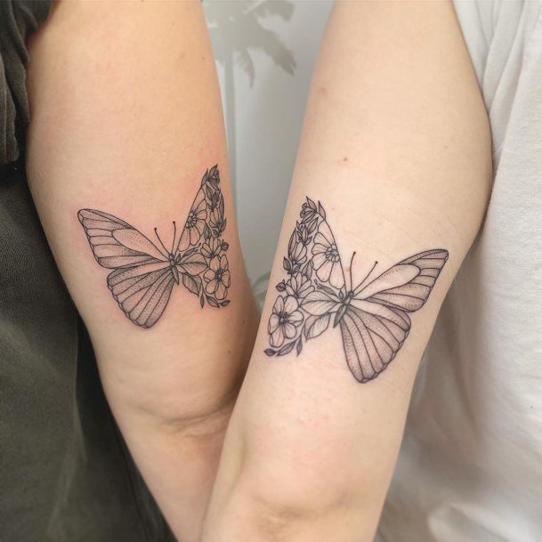Womens Arms Butterfly Best Friend Tattoo