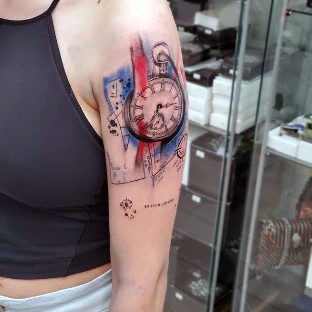 Womens Arms Clock Tattoo