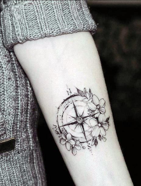 feminine compass tattoo