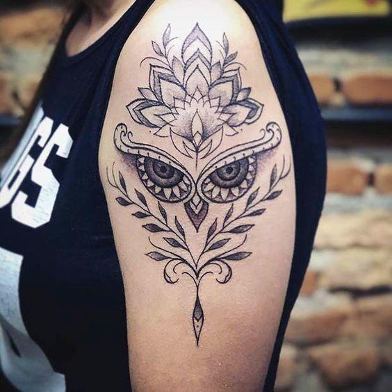 Womens Arms Fierce Eyed Owl Tattoo