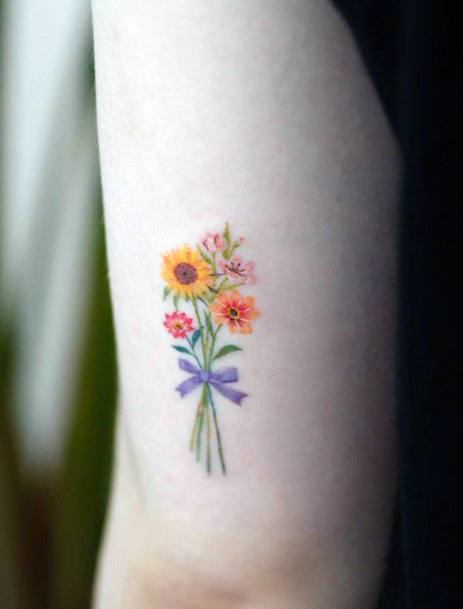 Womens Arms Floral Bouquet Tattoo Cute