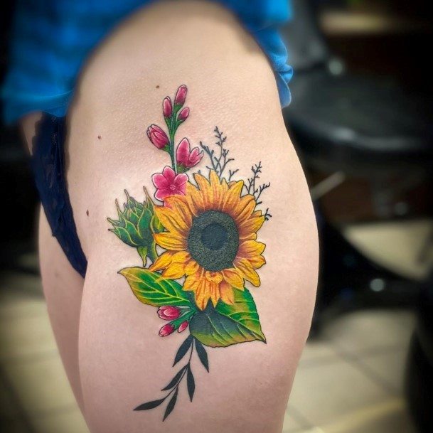 Womens Arms Fresh Sunflower Tattoo