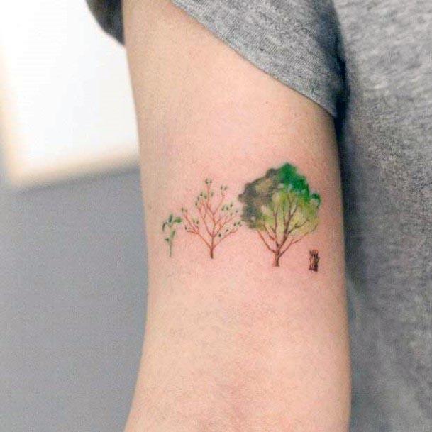 Womens Arms Green Watercolor Plans Tattoo